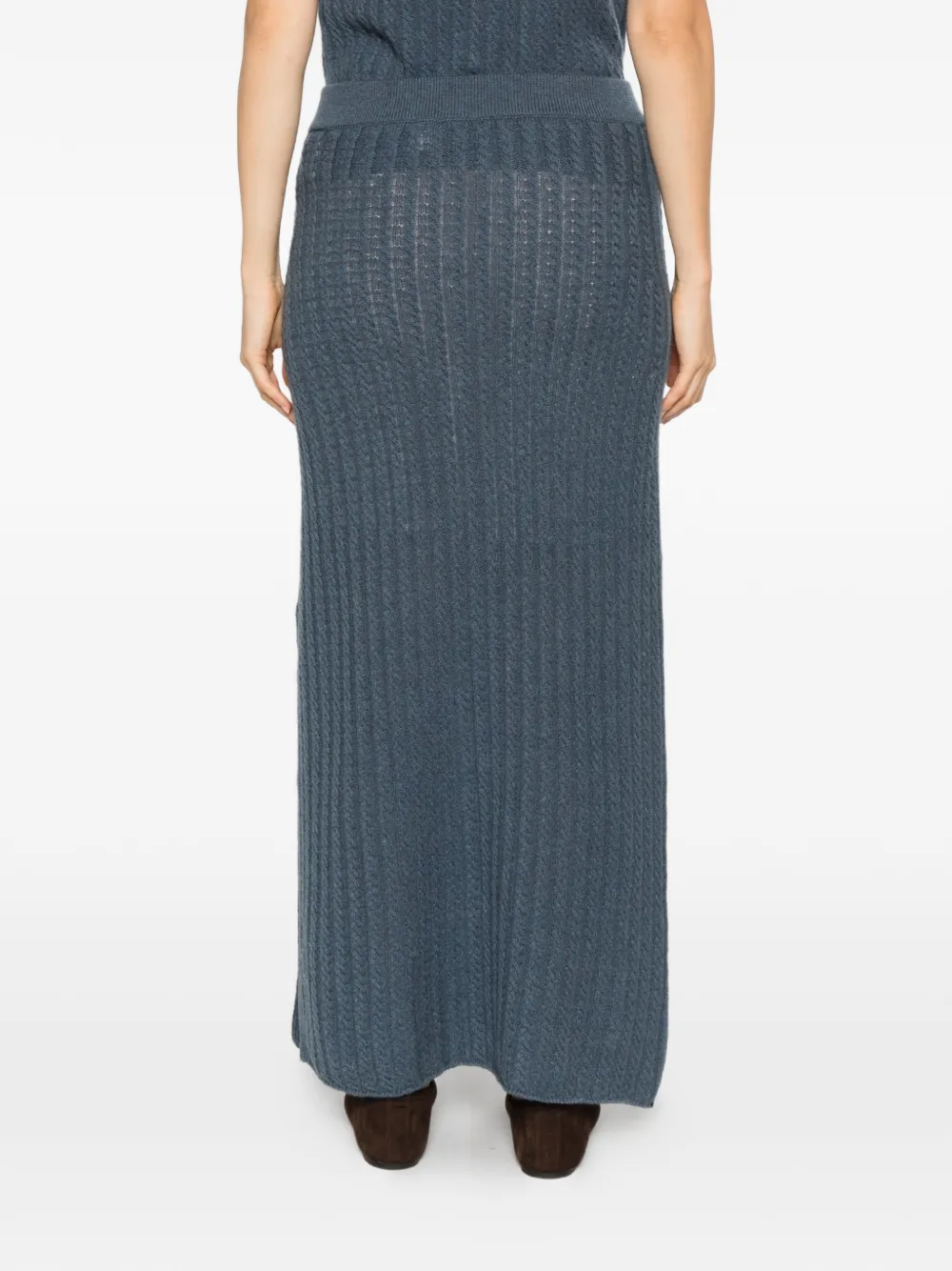 Eleventy cable-knit side-slit maxi skirt Blauw