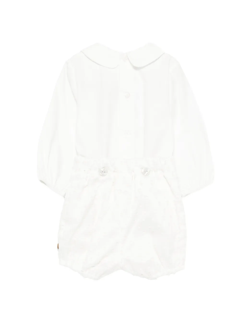 Paz Rodriguez lace-panel Peter-Pan-collar shorts set Wit