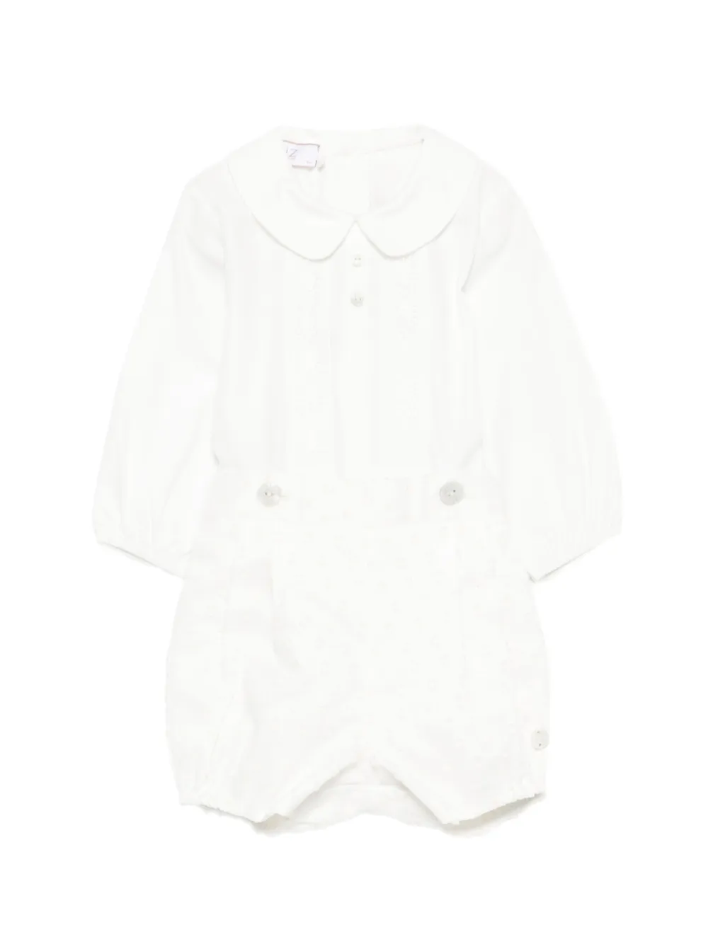 Paz Rodriguez lace-panel Peter-Pan-collar shorts set Wit