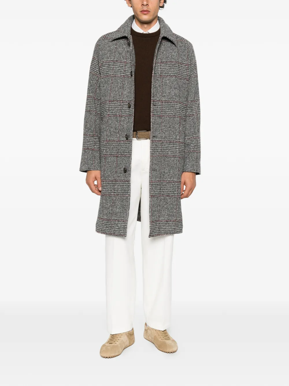 Eleventy Prince of Wales check coat Grijs