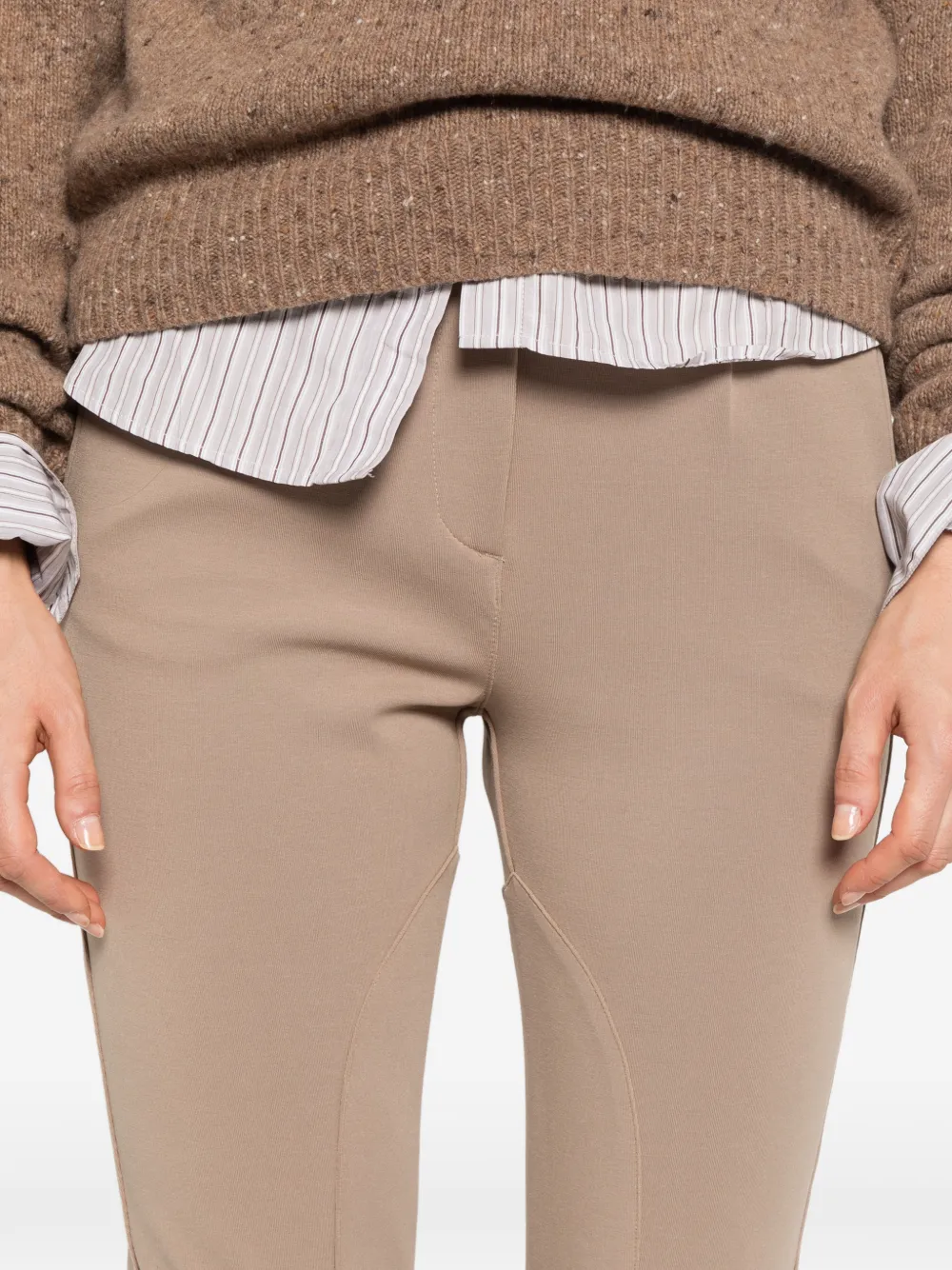 Eleventy seam-detail cropped trousers Beige