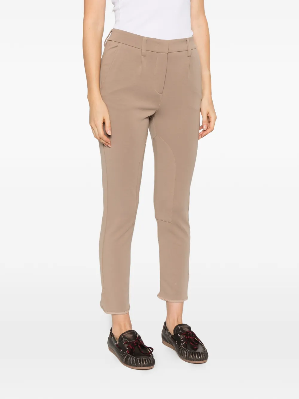 Eleventy seam-detail cropped trousers Beige