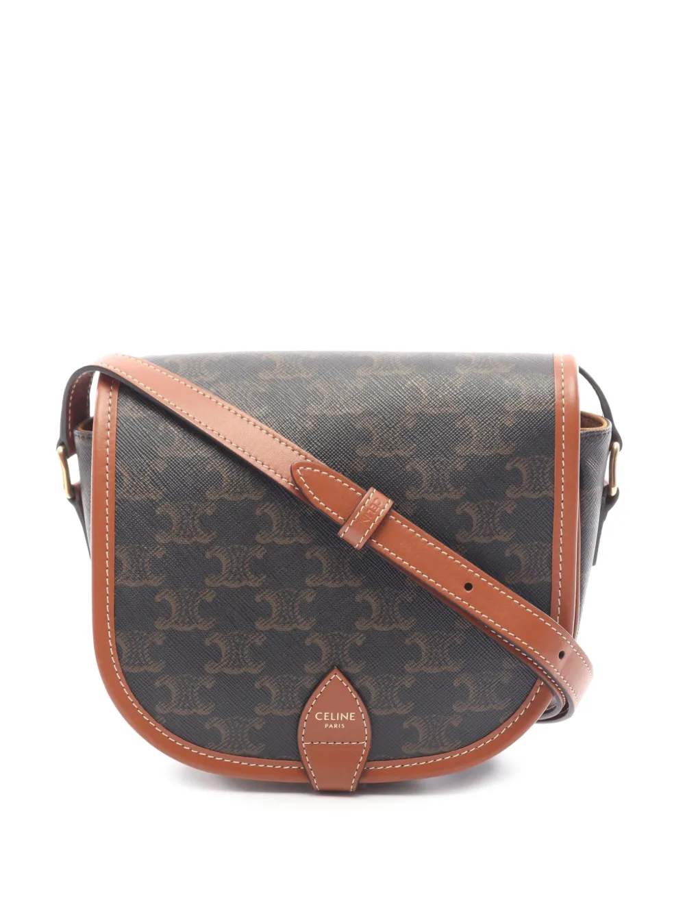 Celine Pre-Owned 2015-2026 Medium Triomphe Coated Canvas Folco crossbody bag - Brown