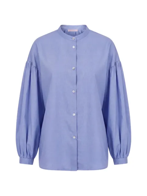 Kristina Ti puff-sleeve band-collar shirt