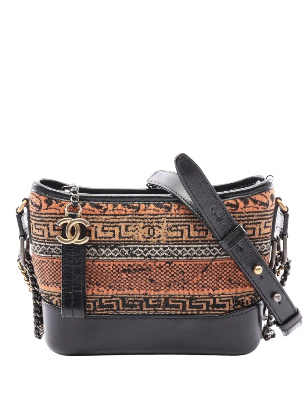 CHANEL Pre-Owned 2018 Small Knit and Calfskin Gabrielle Hobo crossbody bag - Orange