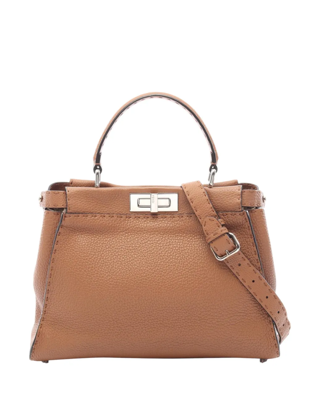 Fendi Pre-Owned 2000-2010 Medium Leather Selleria Peekaboo Iconic satchel - Braun