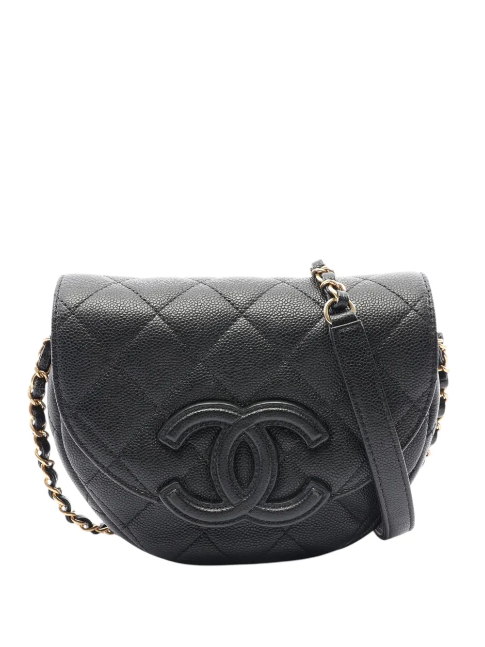 CHANEL Pre-Owned 2021-2026 Mini Quilted Caviar CC Messenger Flap crossbody bag - Black