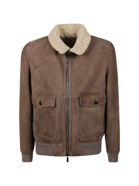 Moorer shearling-collar leather jacket