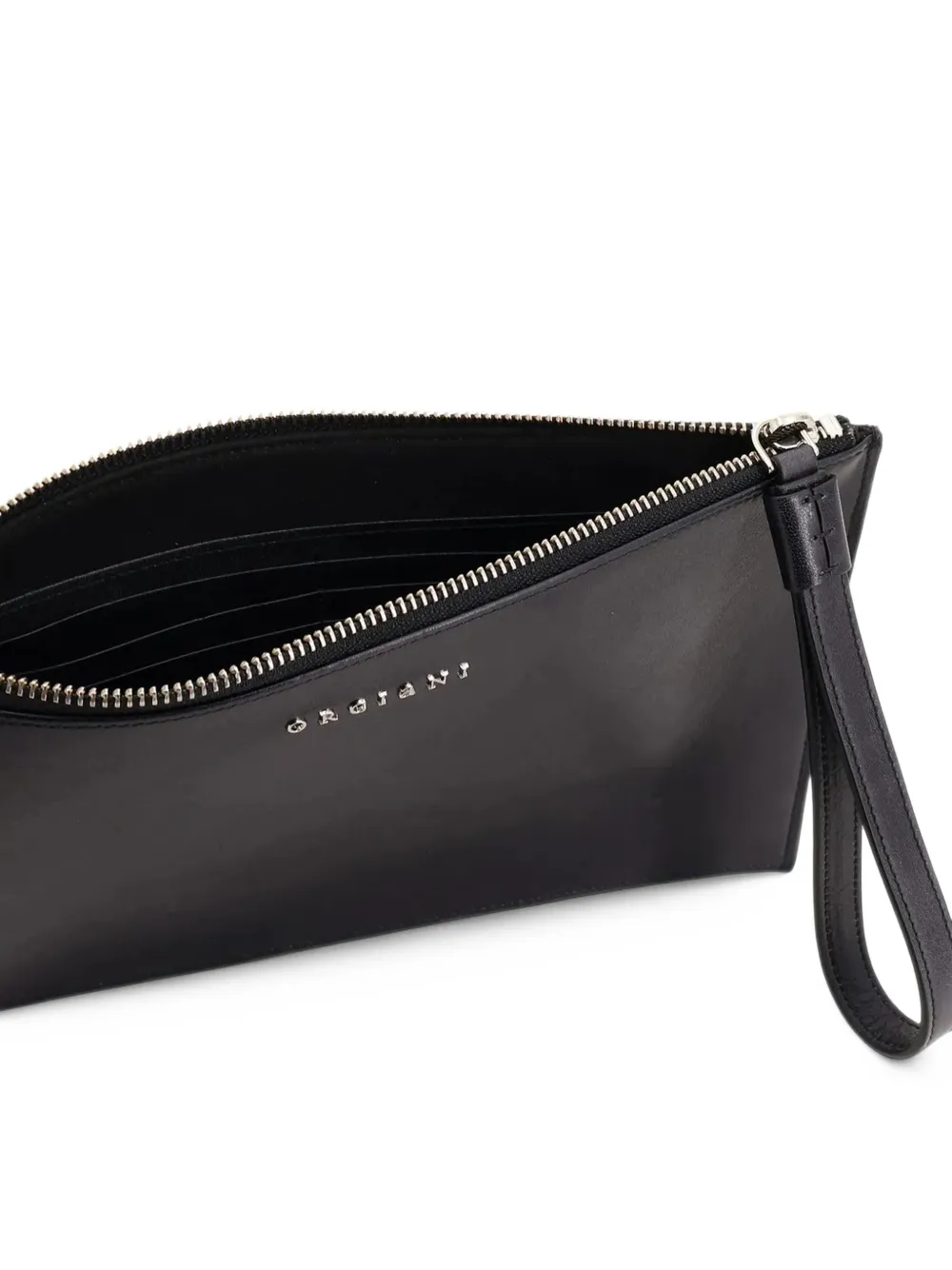 Orciani logo-plaque wristlet clutch bag Zwart
