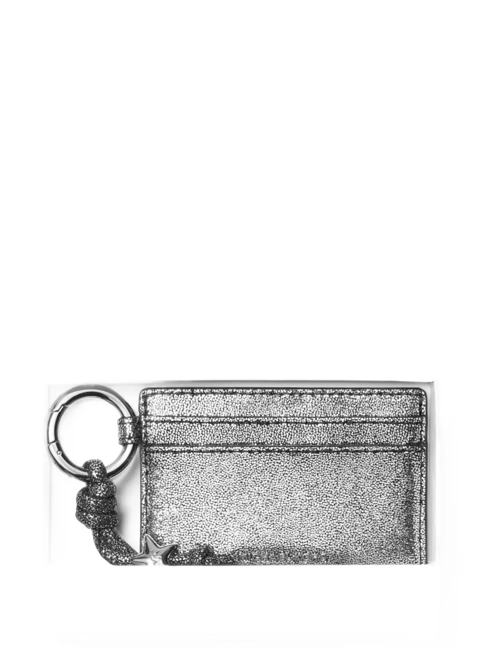 Michael Kors Jet Set metallic-leather card case with charms Zilver