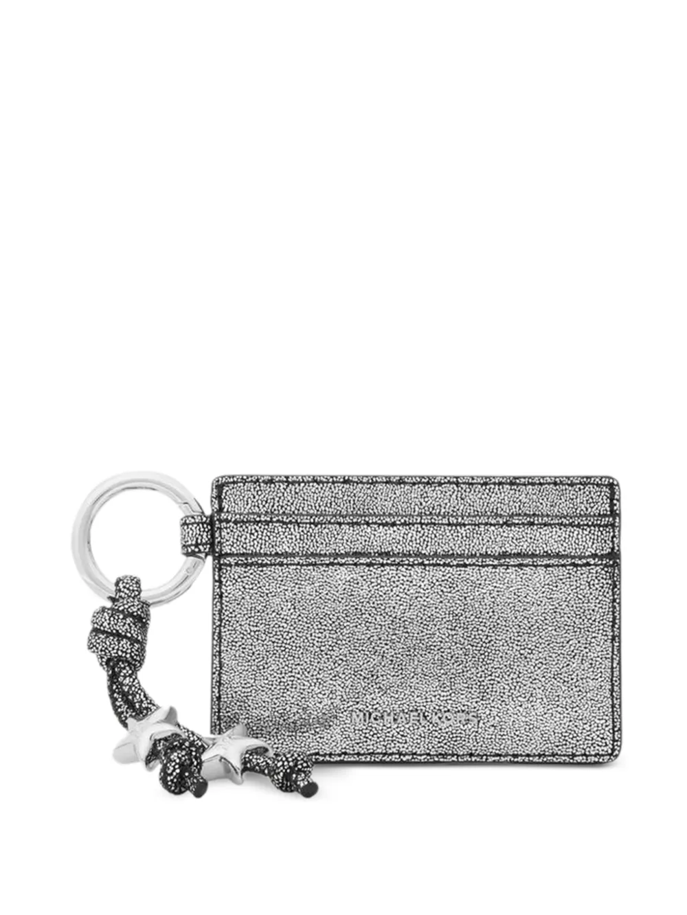 Michael Michael Kors Jet Set metallic-leather card case with charms - Argento