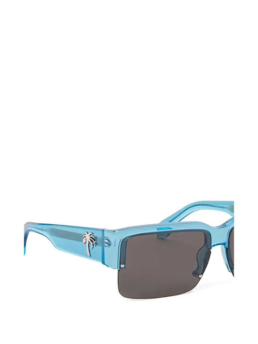 Palm Angels palm-tree-plaque rectangle-frame sunglasses Blauw