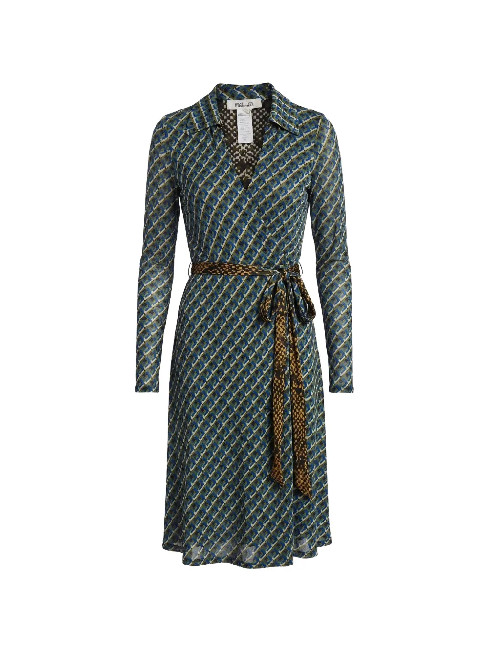 DVF Diane von Furstenberg Phoenix reversible geometric-print wrap midi dress Groen