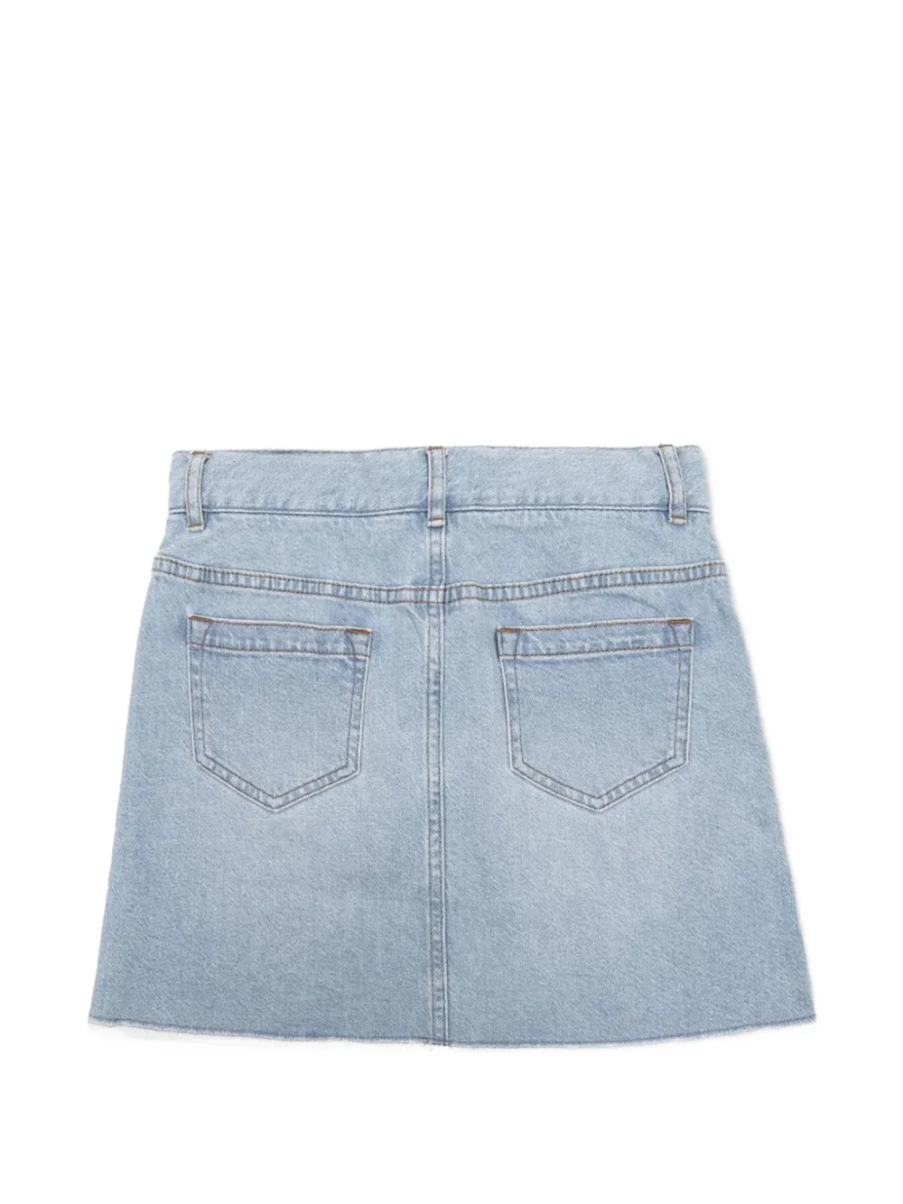 Chloé Kids logo-charm frayed-hem skirt Blauw