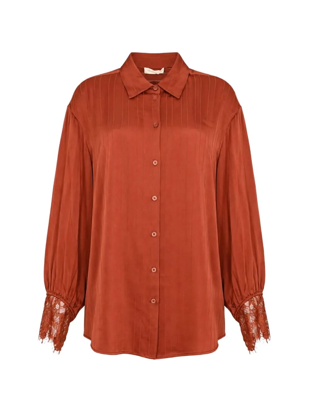 TWINSET lace-trimmed pinstriped shirt - Orange