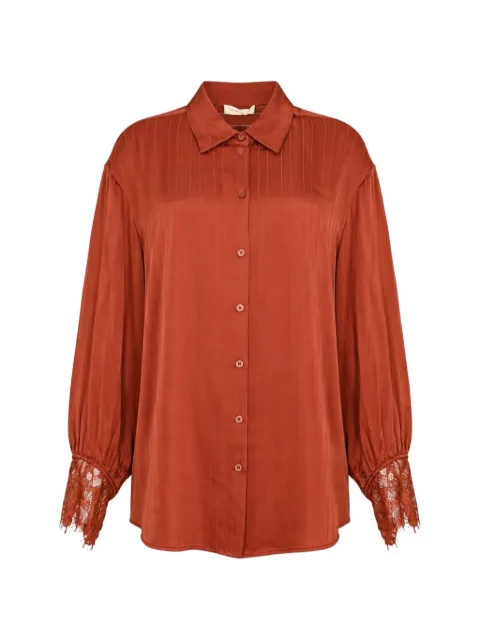 TWINSET lace-trimmed pinstriped shirt