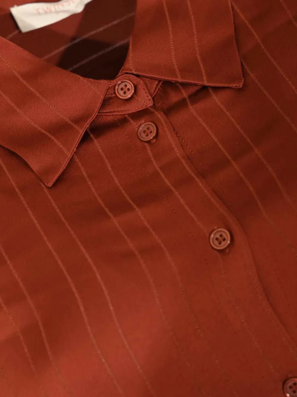 TWINSET lace-trimmed pinstriped shirt Oranje