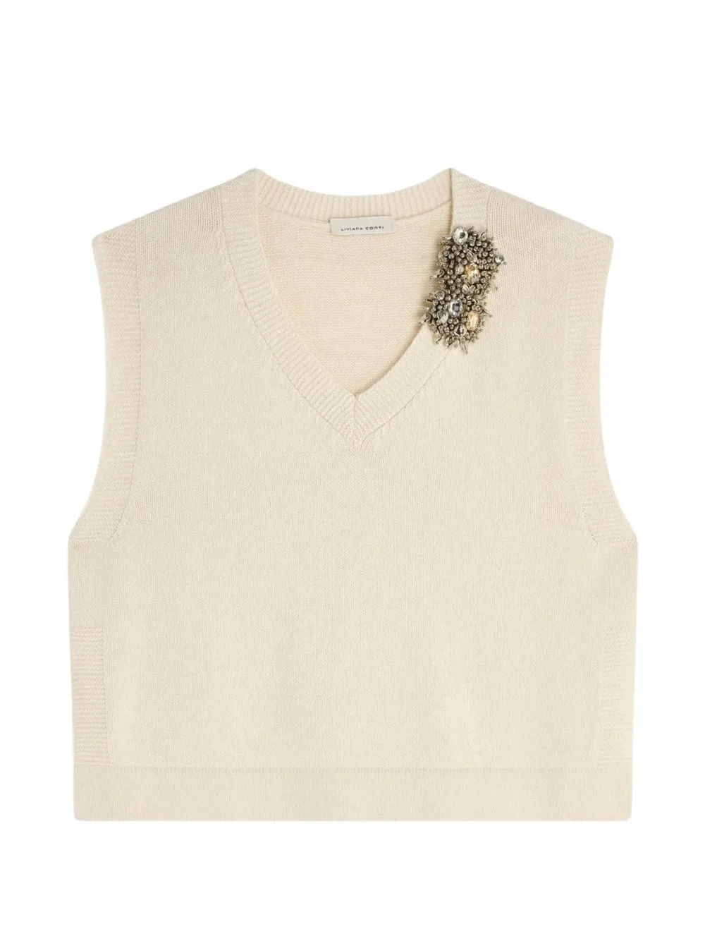 Liviana Conti Abilene crystal-embellished V-neck vest - Toni neutri