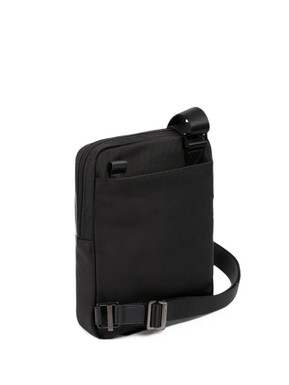 PIQUADRO logo-plaque panelled messenger bag - Nero