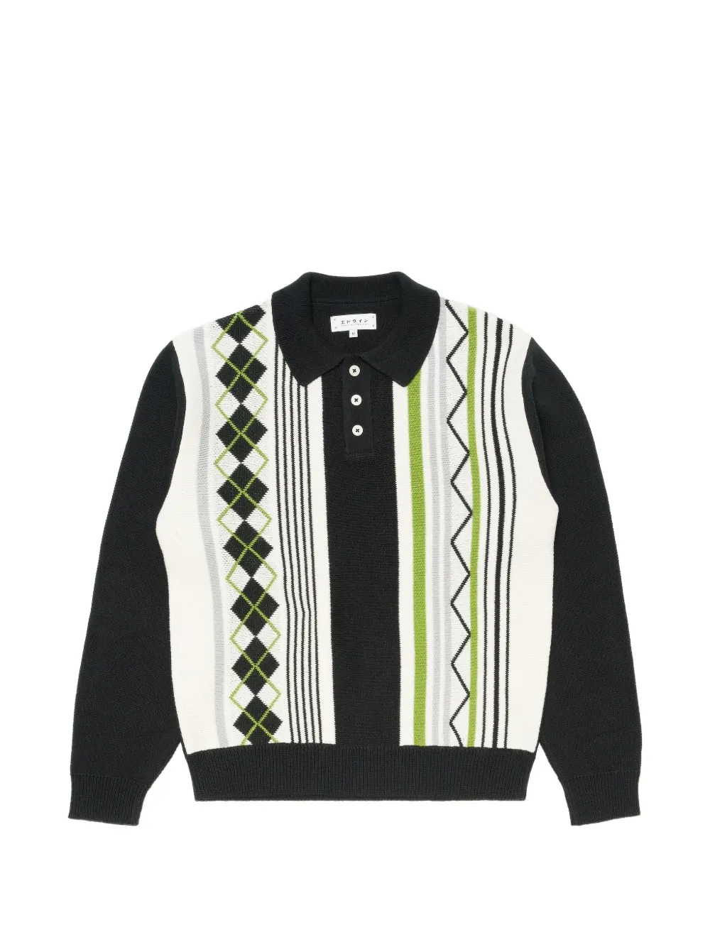 Edwin Tulla argyle-knit polo shirt - Nero