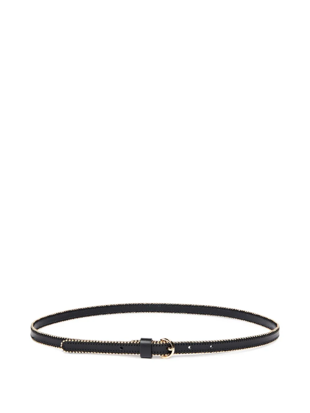 PINKO leather belt with mini studs 1 cm Zwart