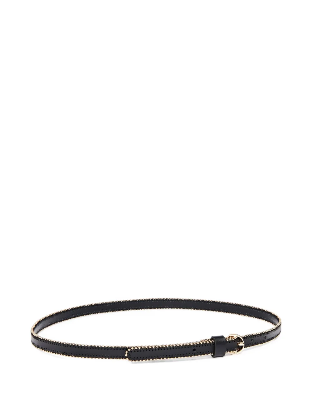 PINKO leather belt with mini studs 1 cm Zwart