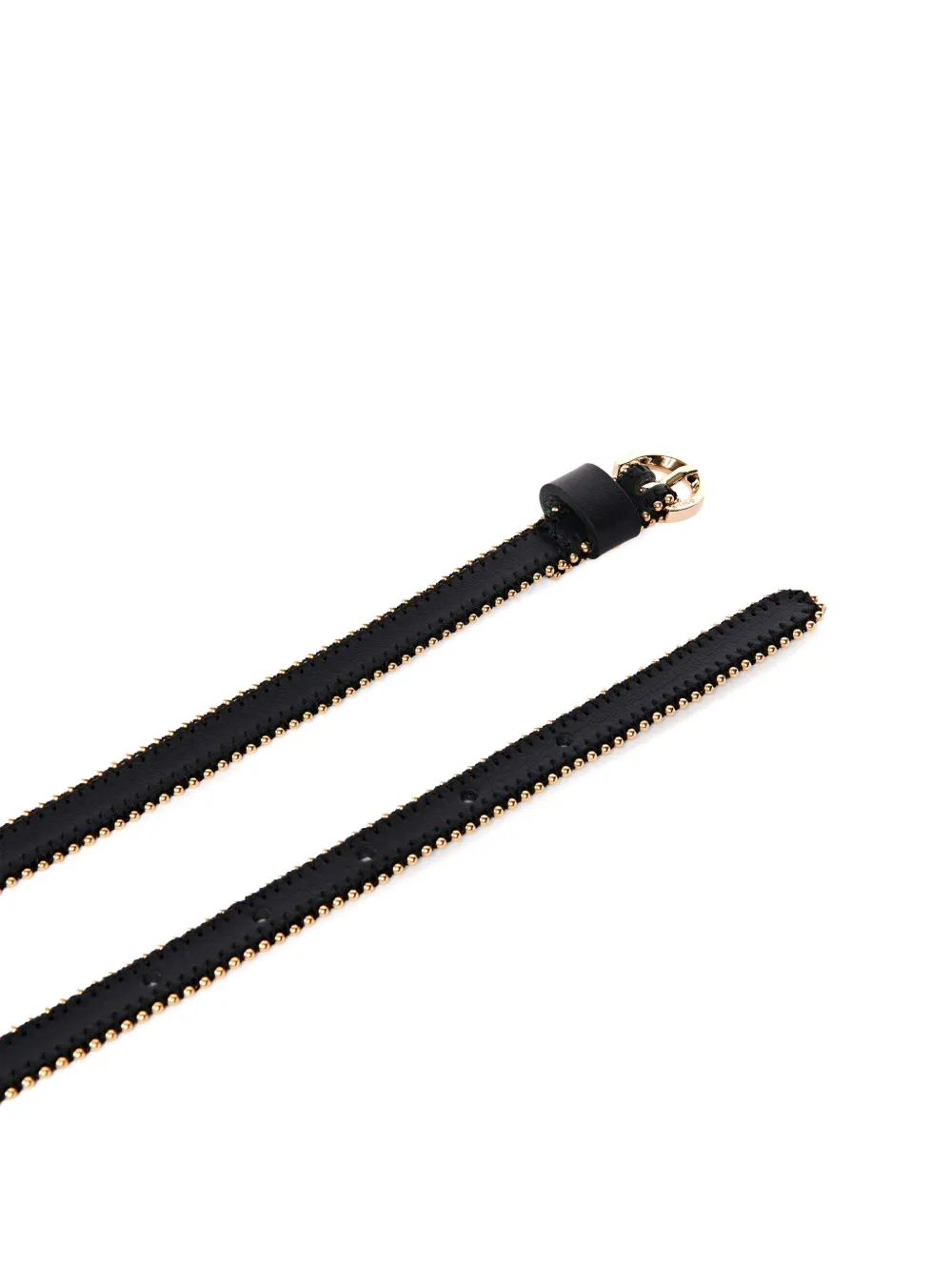 PINKO leather belt with mini studs 1 cm Zwart