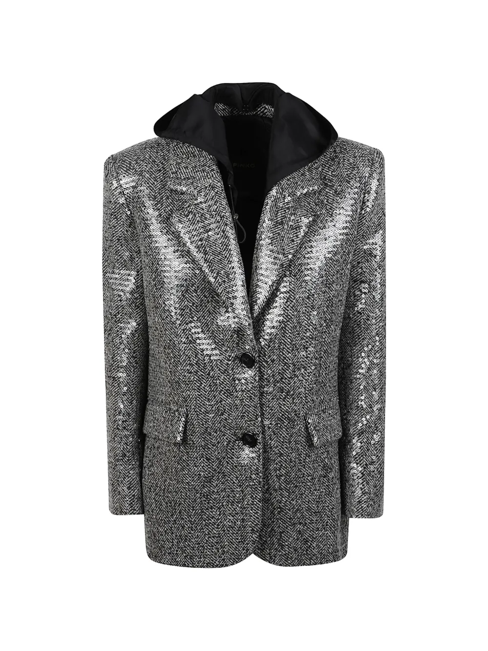 PINKO sequin-embellished herringbone blazer - Grey