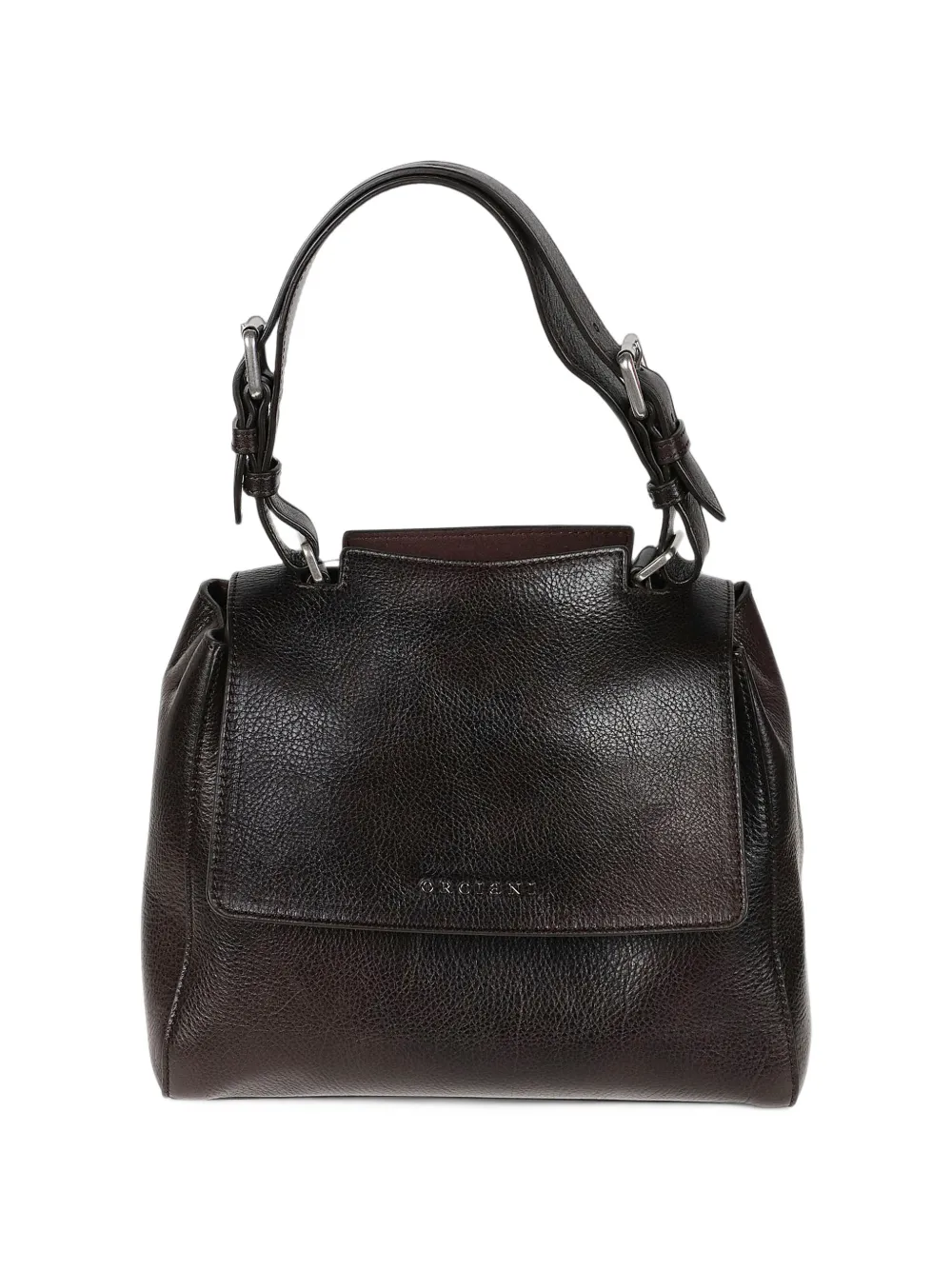 Orciani Small Sveva Lagoon pebbled leather shoulder bag Bruin