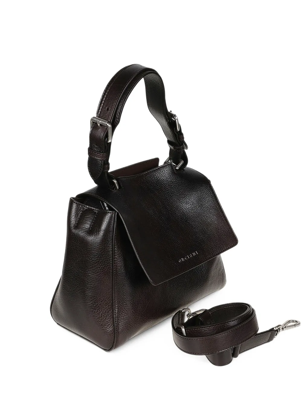 Orciani Small Sveva Lagoon Pebbled Leather Shoulder Bag In Brown