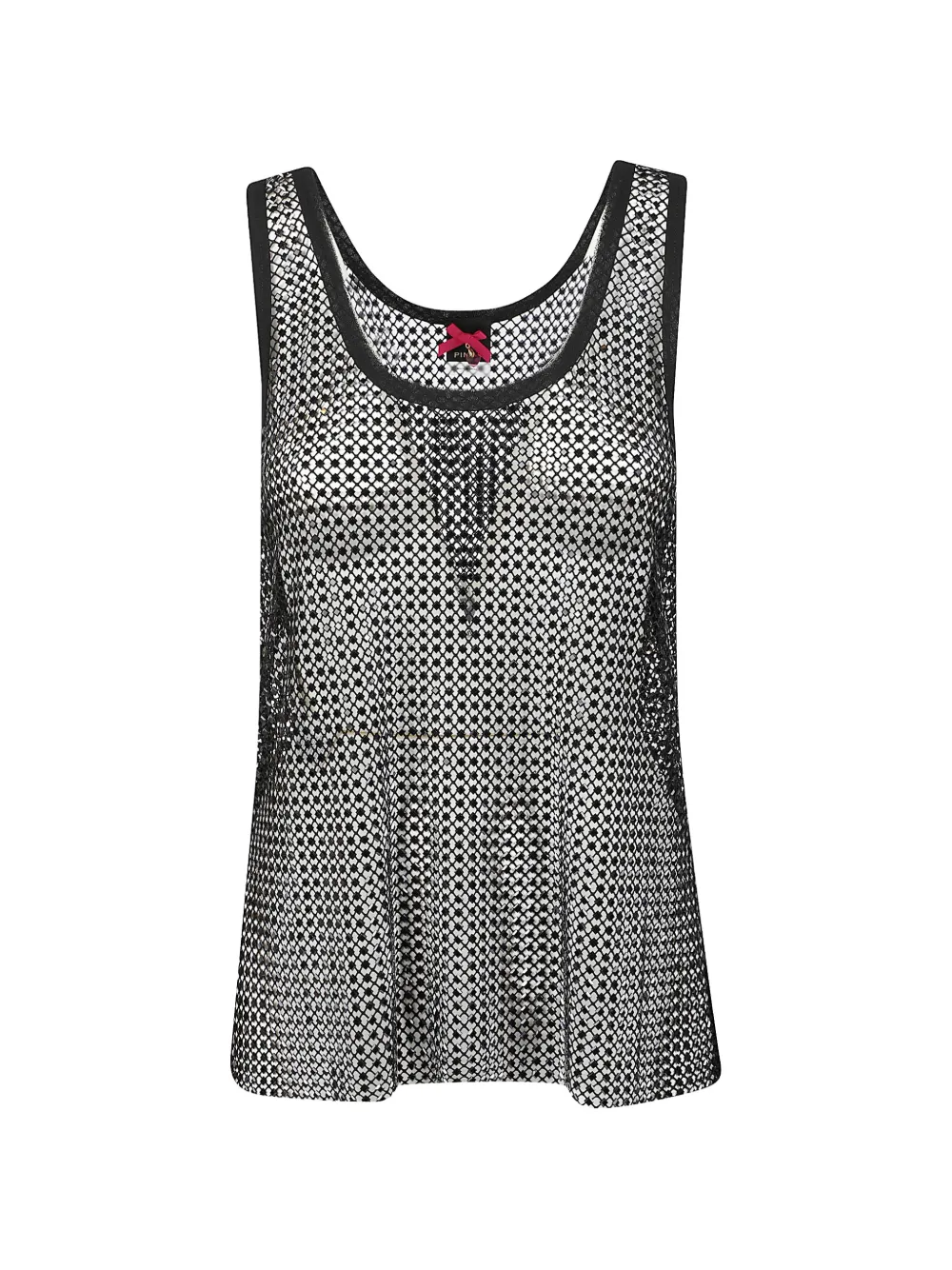 PINKO mesh tank top with crystals Zwart