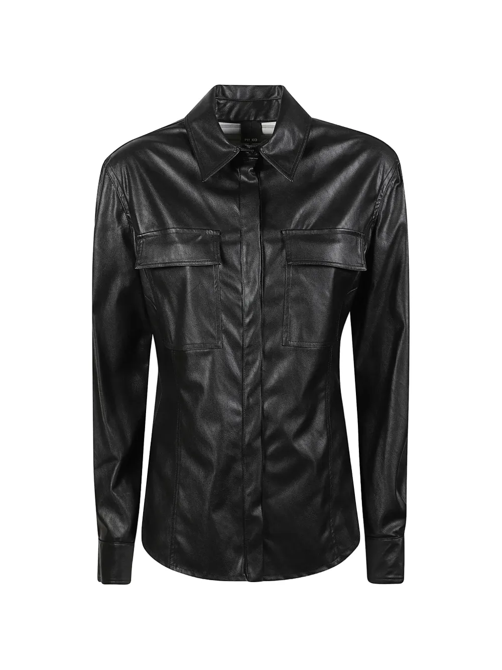 PINKO nappa leather-effect coated shirt Zwart