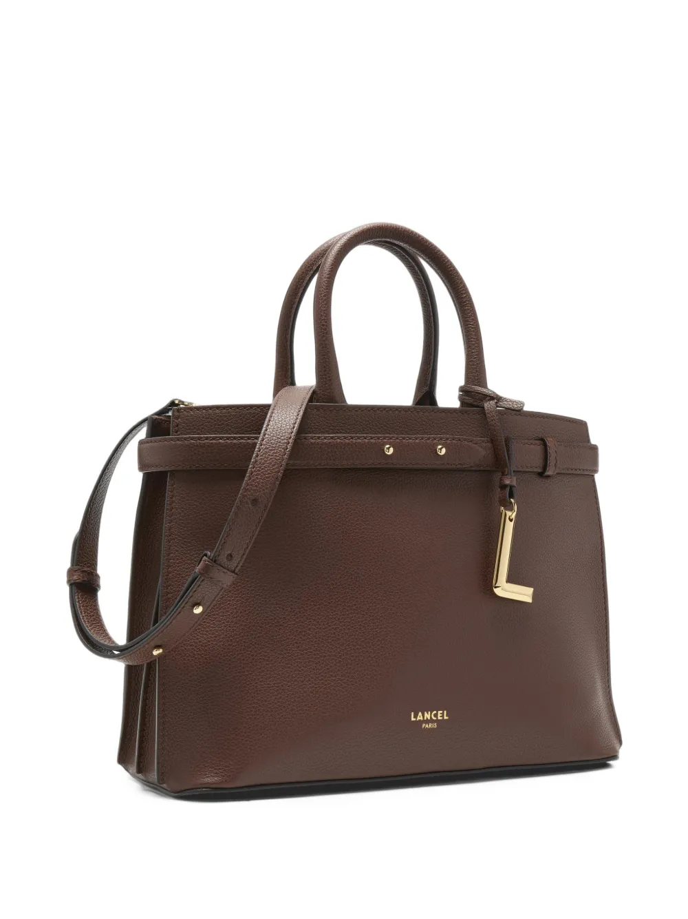 Lancel logo-pendant pebbled-leather tote bag Bruin