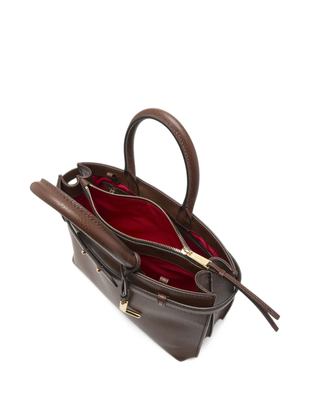 Lancel logo-pendant pebbled-leather tote bag Bruin