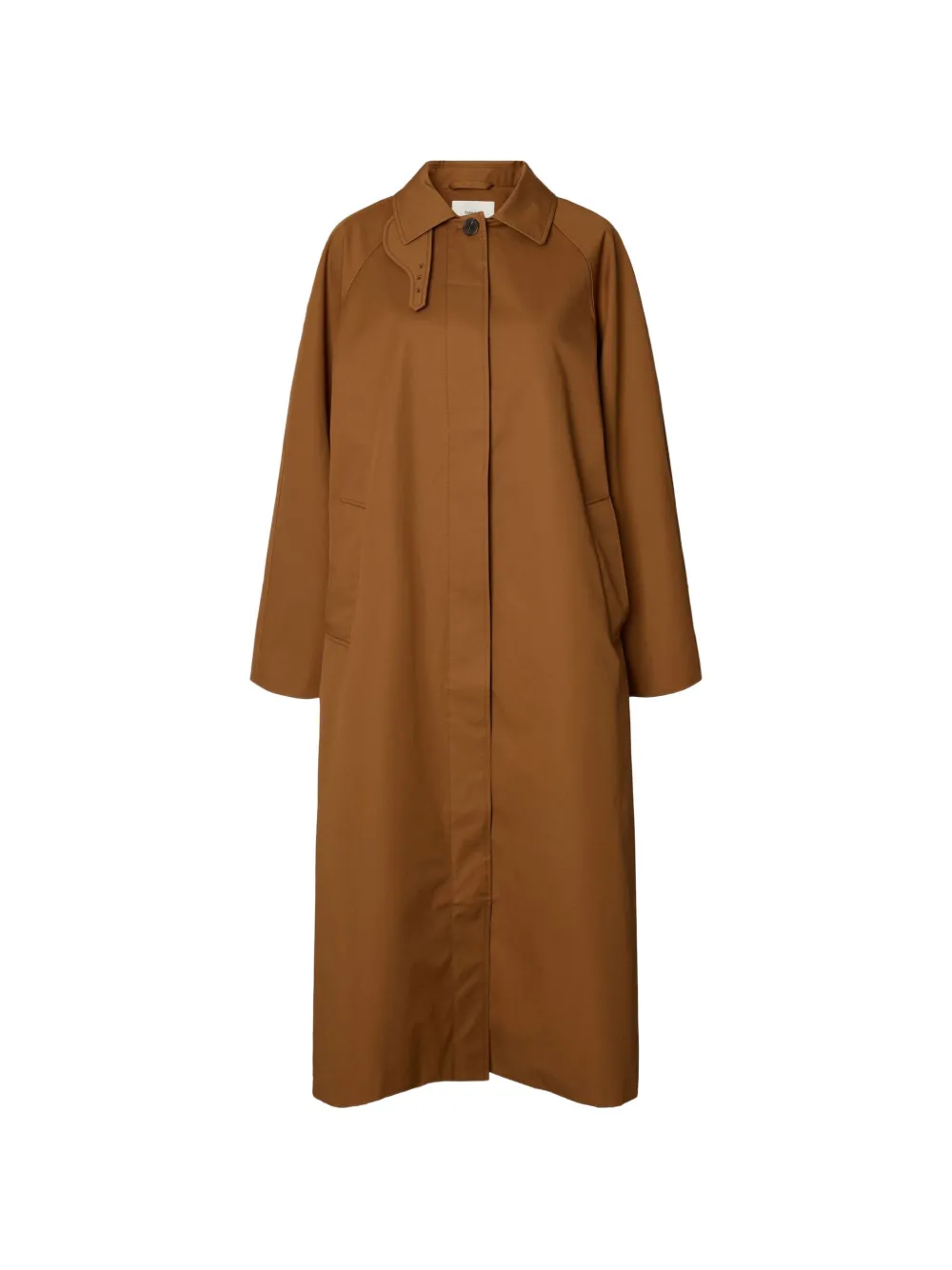 SELECTED concealed-fastening raglan-sleeve trench coat - Marrone