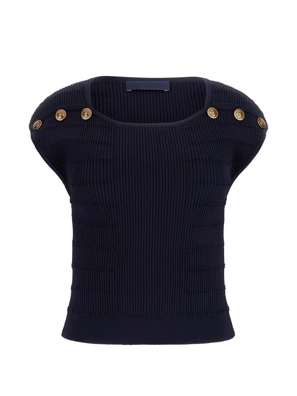 GUESS USA button-embellished ribbed sweater top - Blau