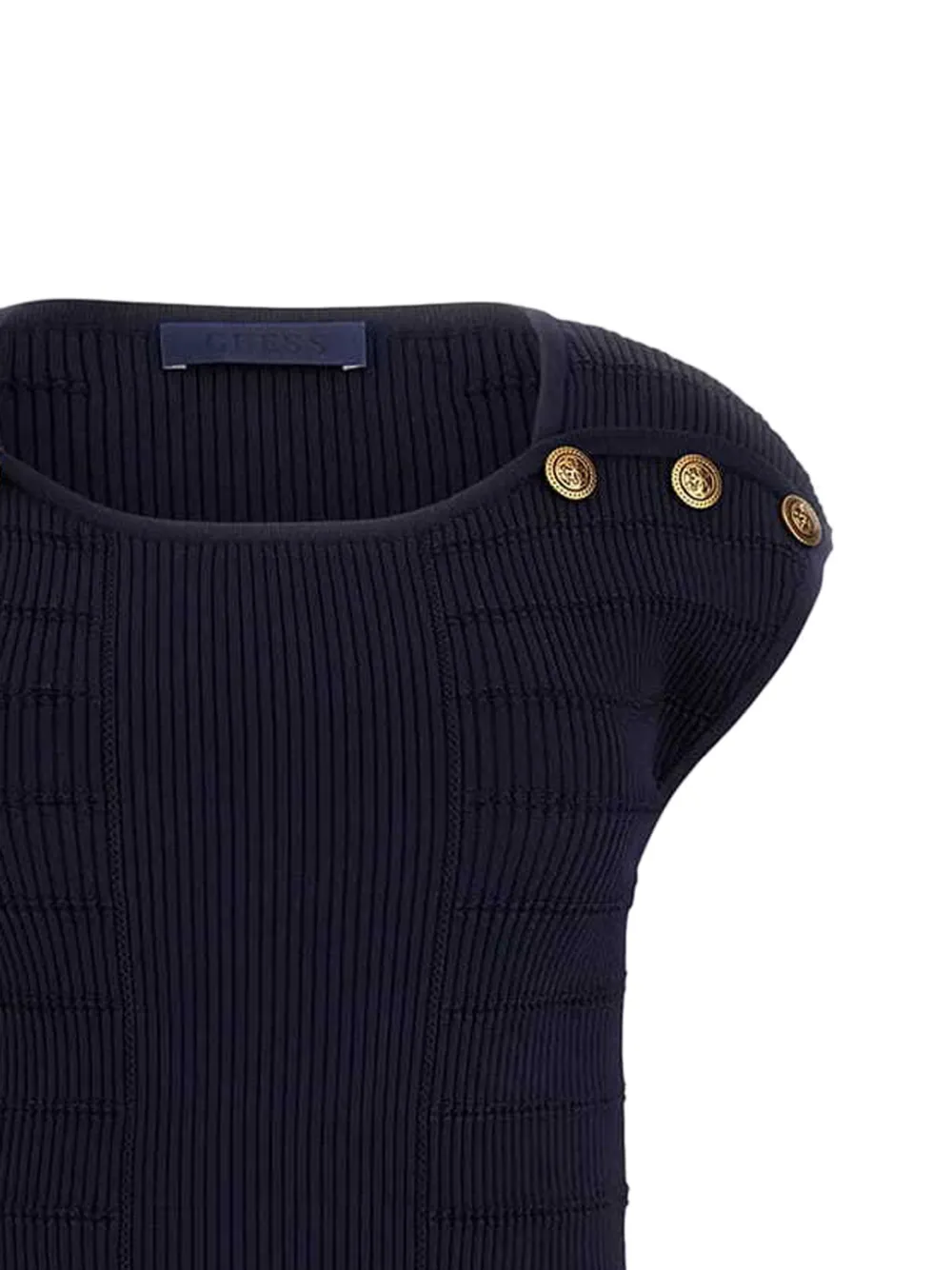 GUESS USA button-embellished ribbed sweater top Blauw
