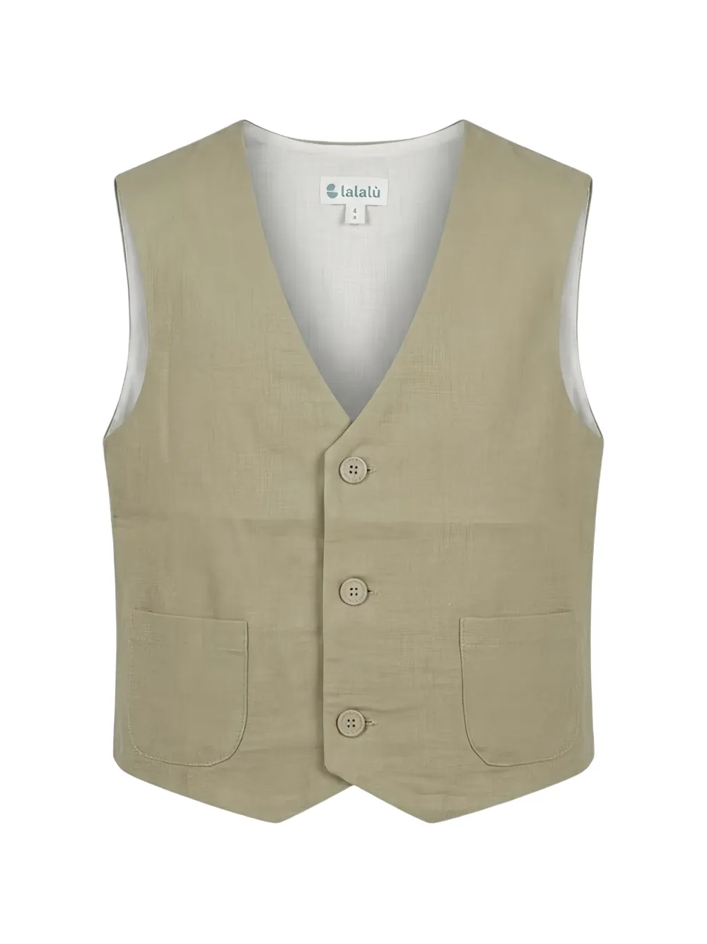 LALALU slub-texture V-neck waistcoat - Nude