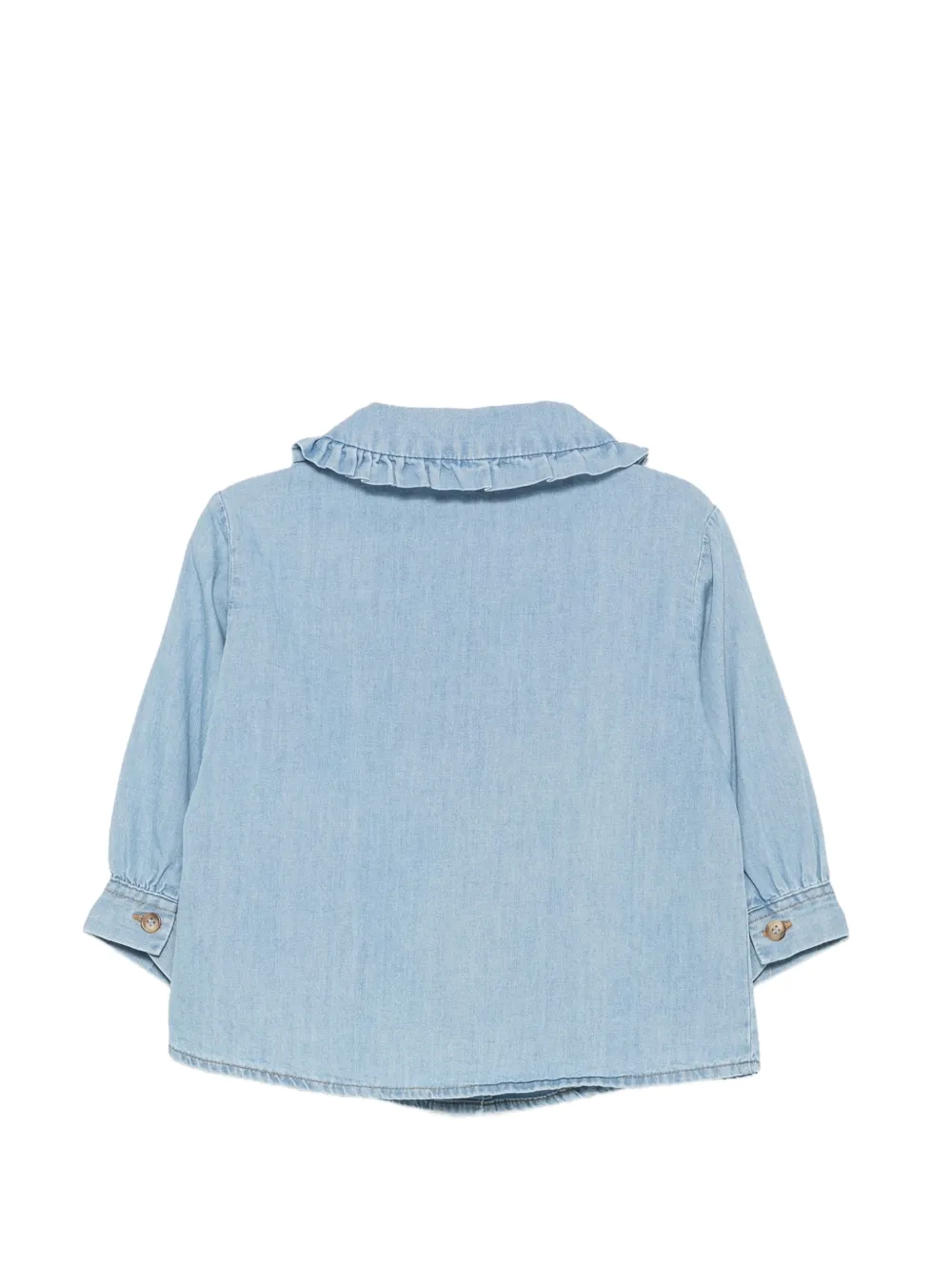 Il Gufo ruffled-collar denim shirt Blauw