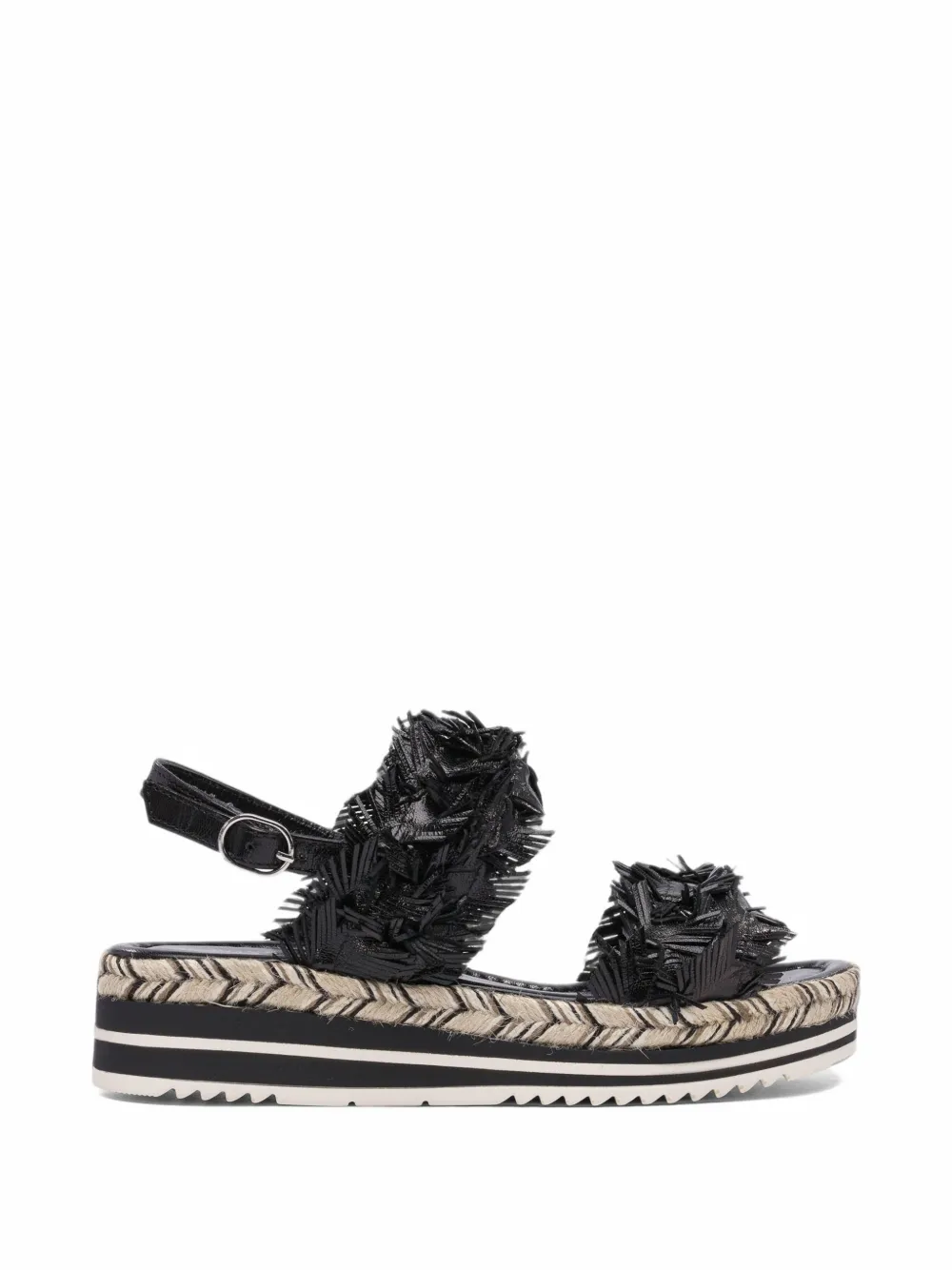 PONS QUINTANA Milan fringe-detail platform sandals - Noir