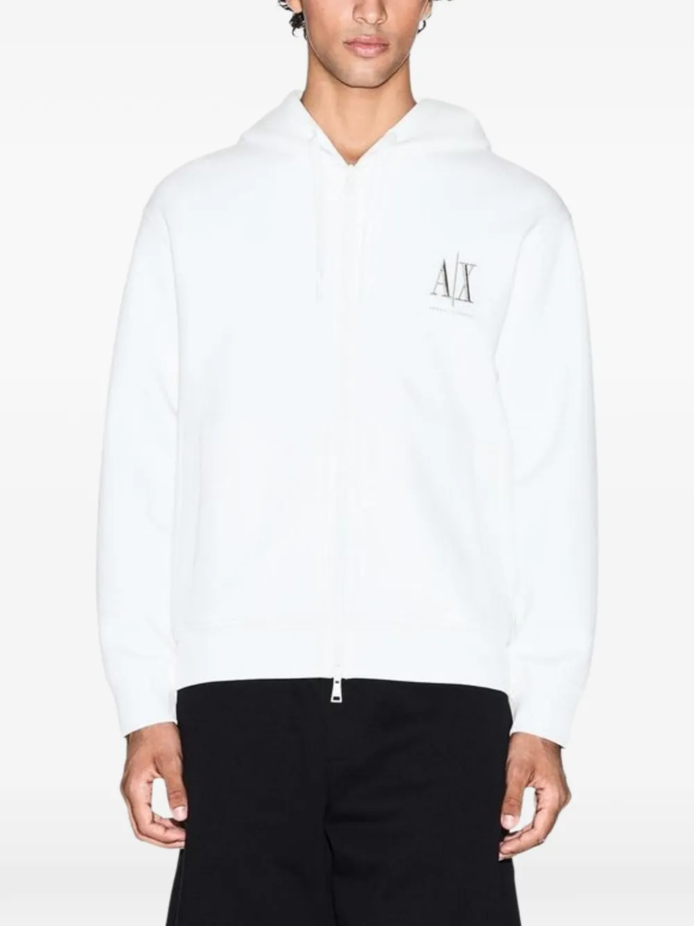 Armani Exchange logo-print zip-up hoodie Wit