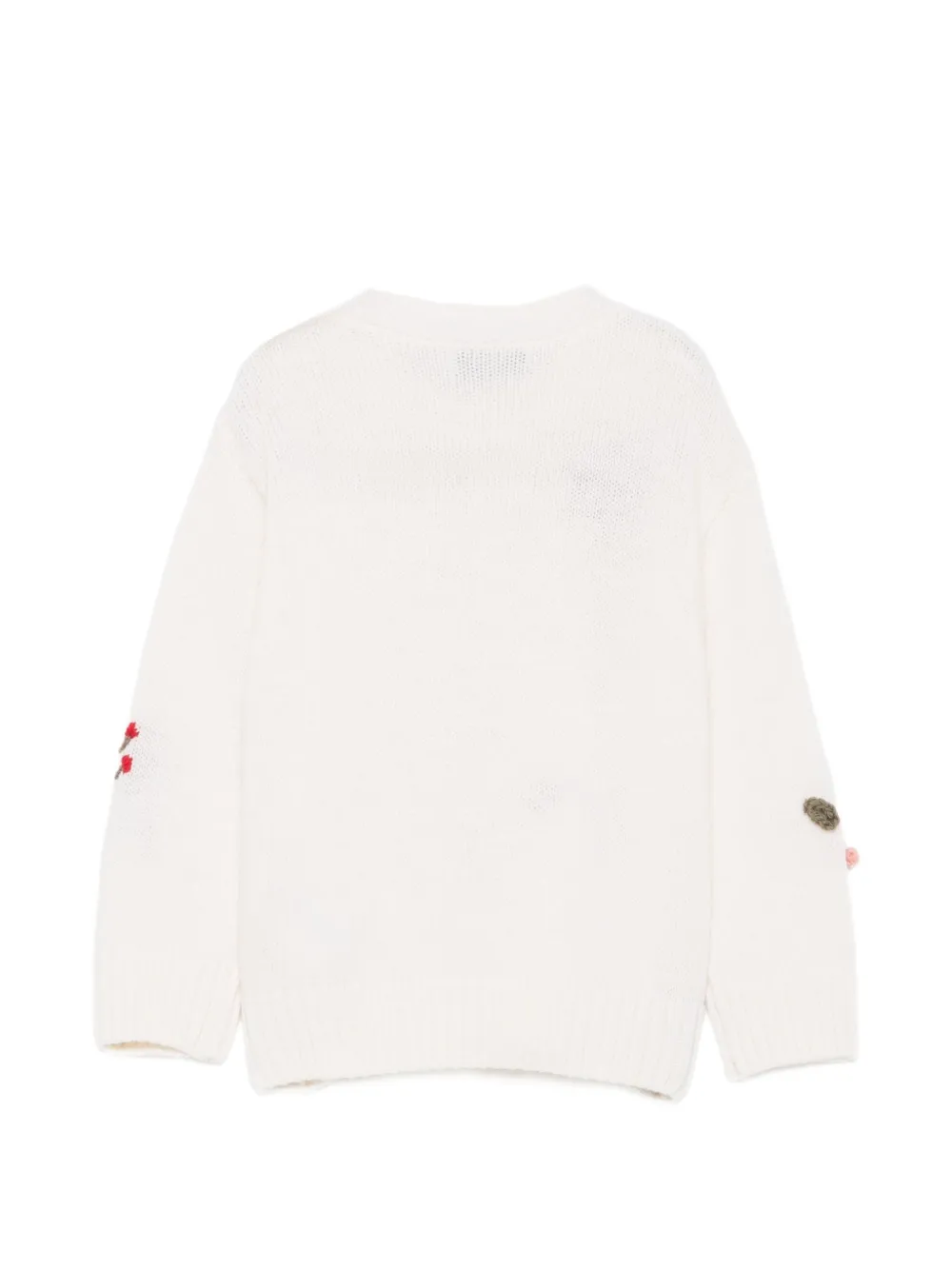 Il Gufo floral-embroidered button-shoulder sweater Beige
