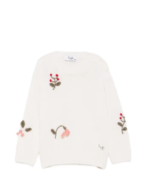 Il Gufo floral-embroidered button-shoulder sweater