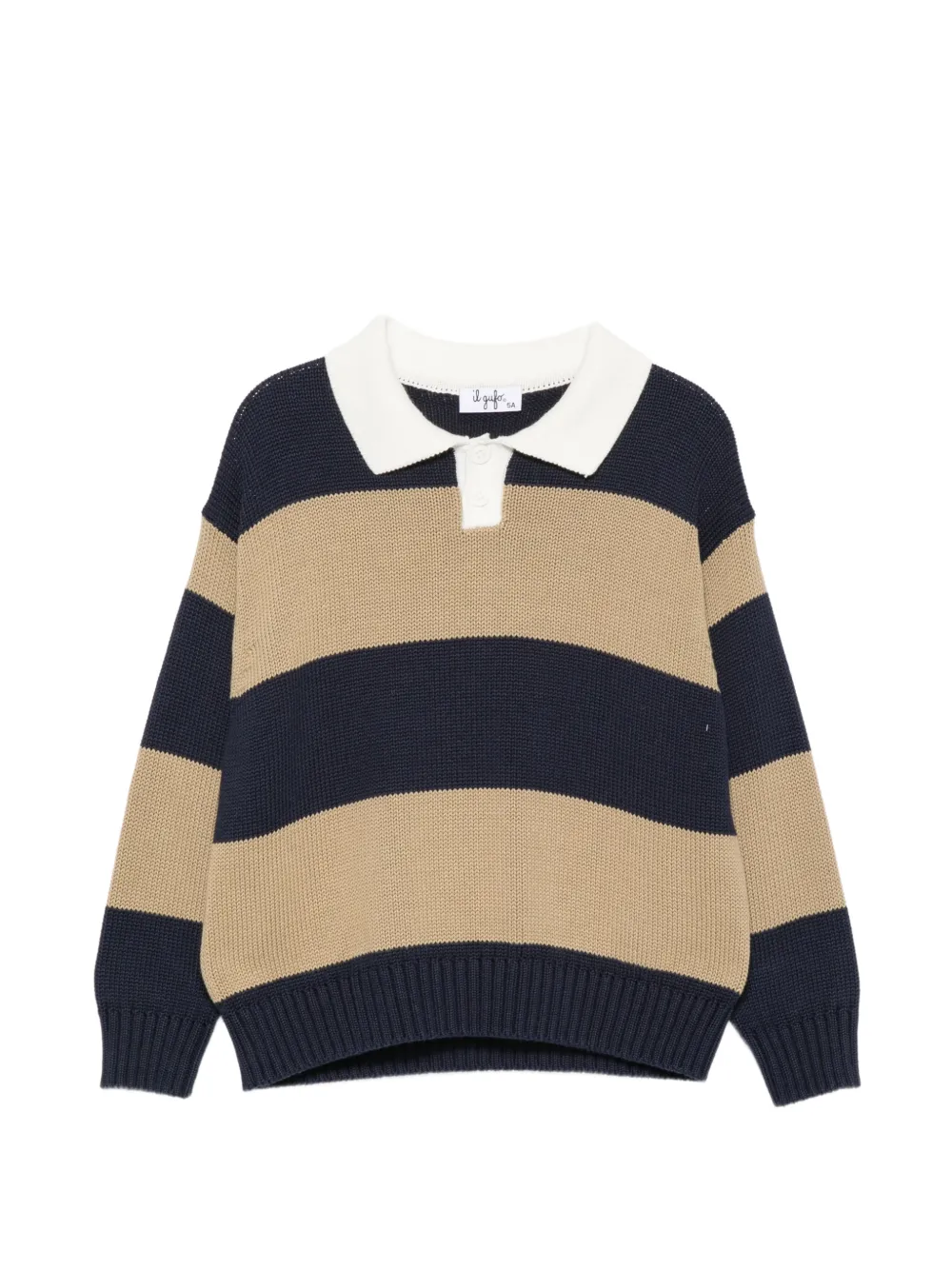 Il Gufo striped polo-collar sweater Blauw
