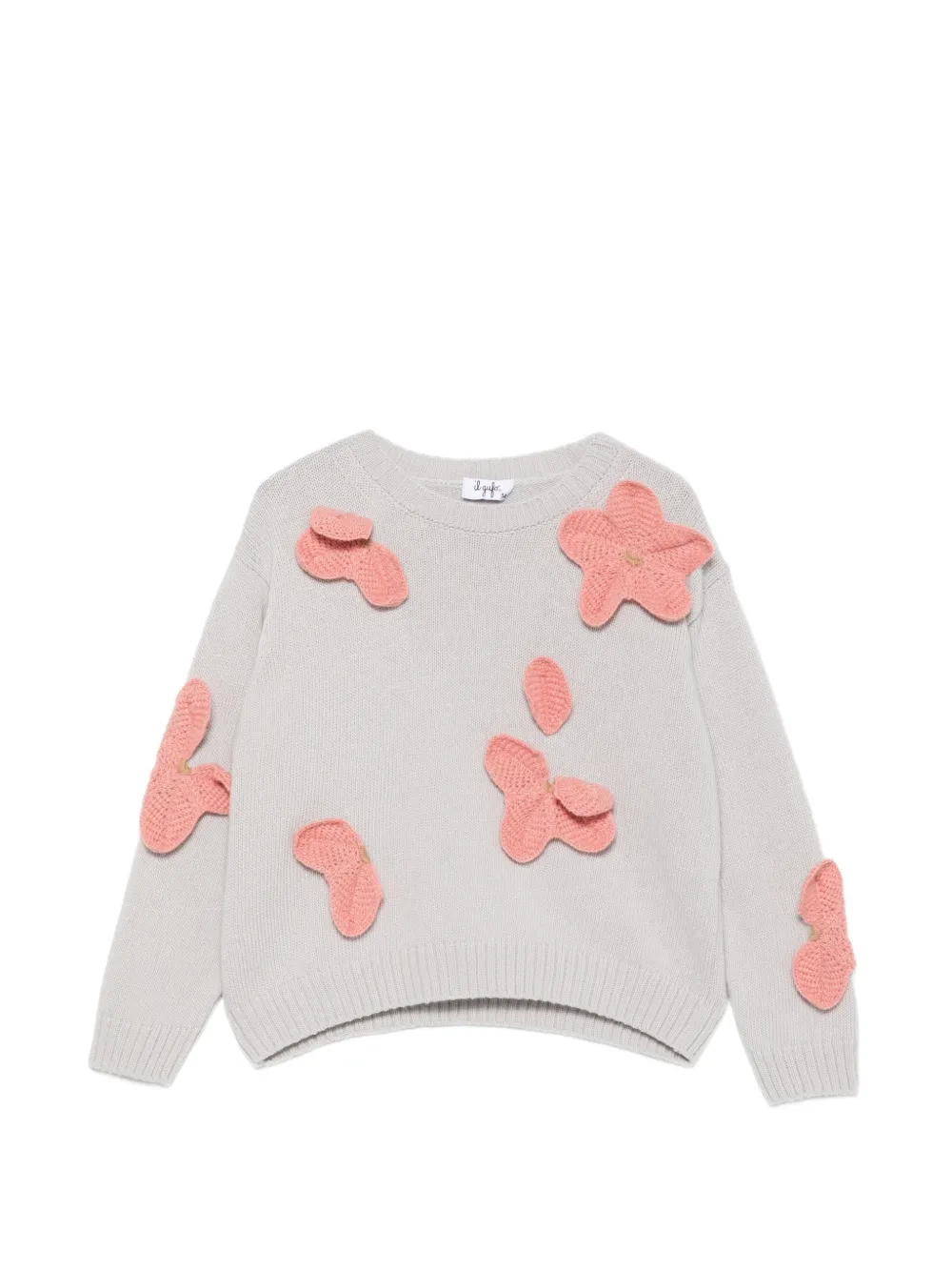 Il Gufo crochet-flower sweater Grijs