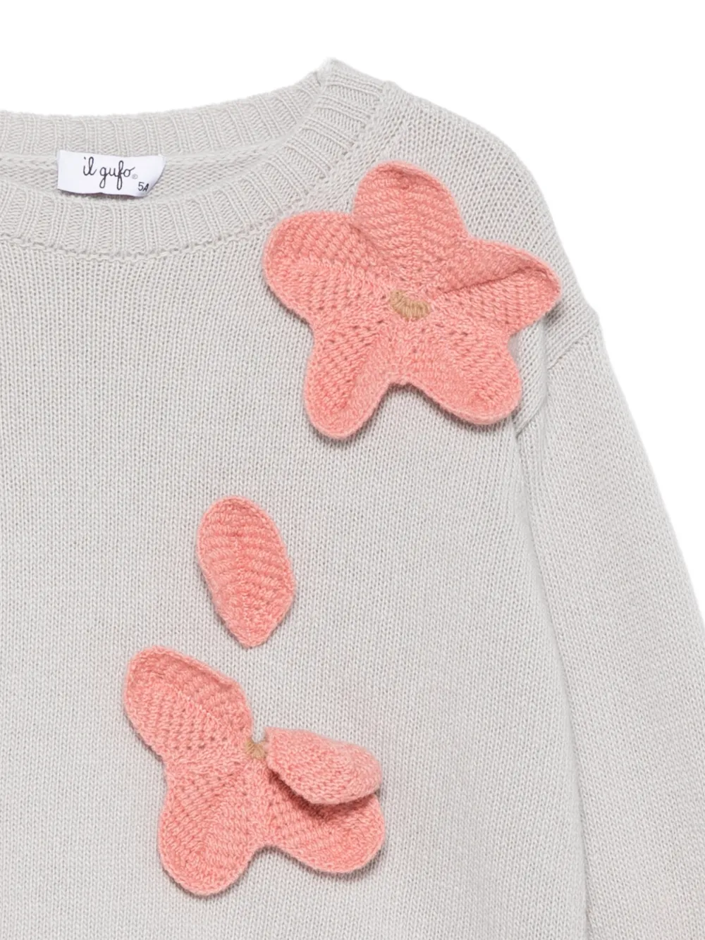Il Gufo crochet-flower sweater Grijs