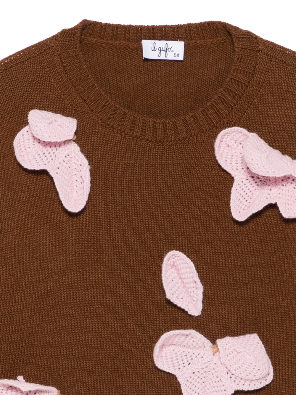 Il Gufo crochet-appliqué sweater Bruin