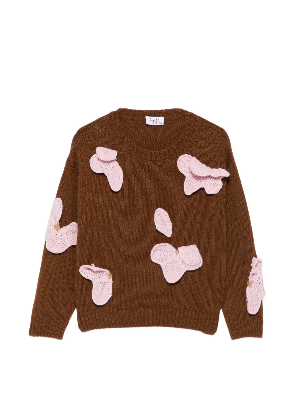 Il Gufo crochet-appliqué sweater Bruin