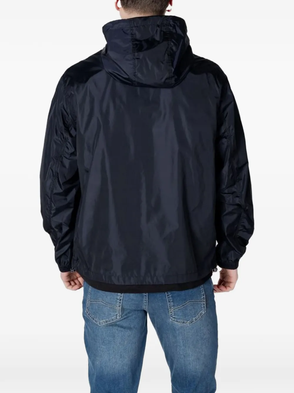 Armani Exchange logo-patch hooded jacket Blauw