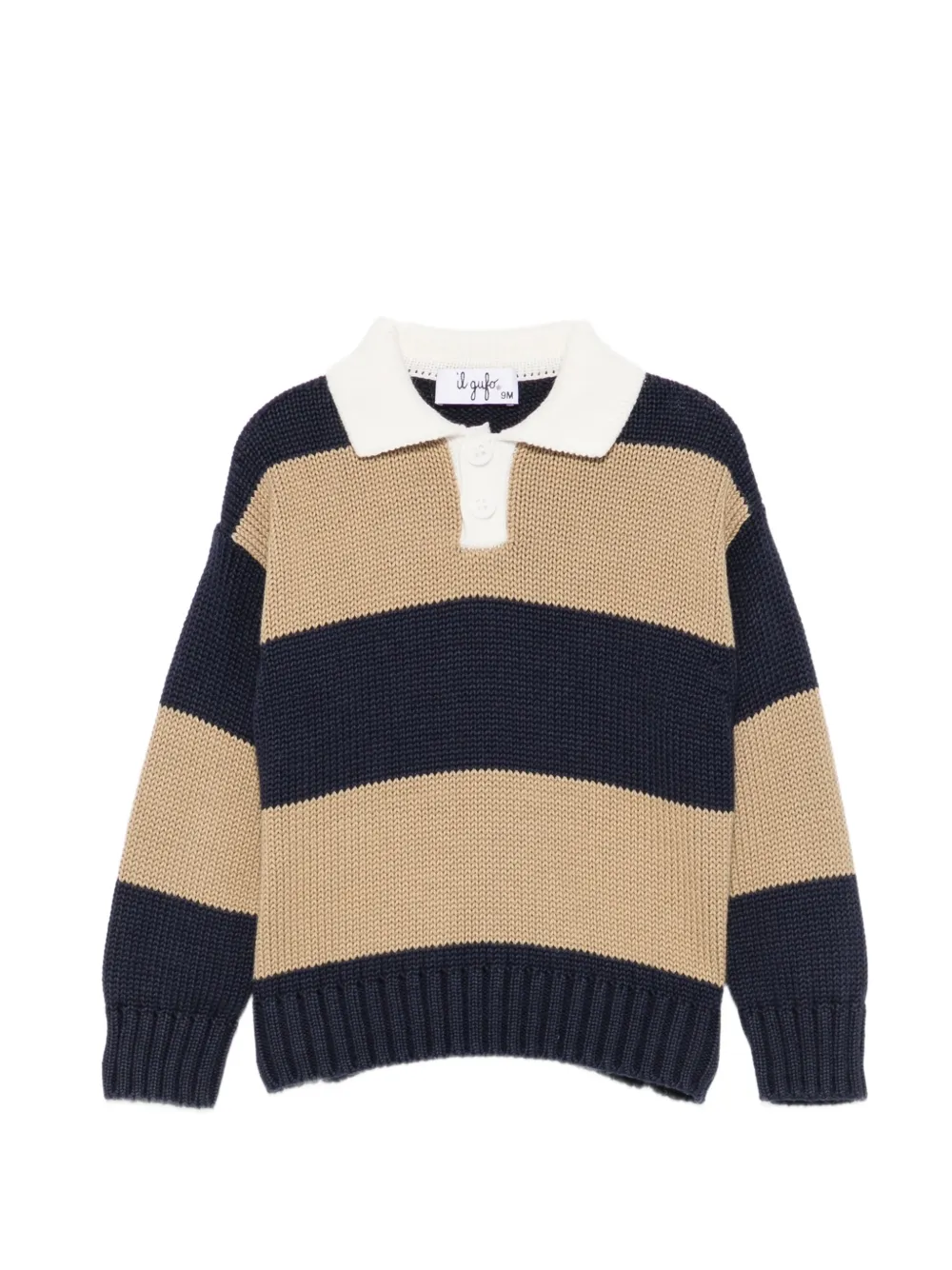 Il Gufo striped chunky-knit sweater Groen